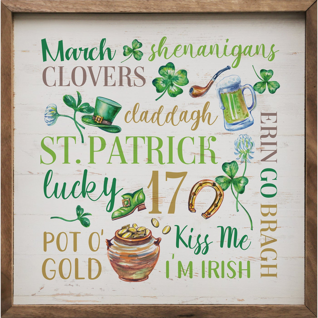 St. Patrick's Day Words - Wood Framed Sign - Country Marketplace