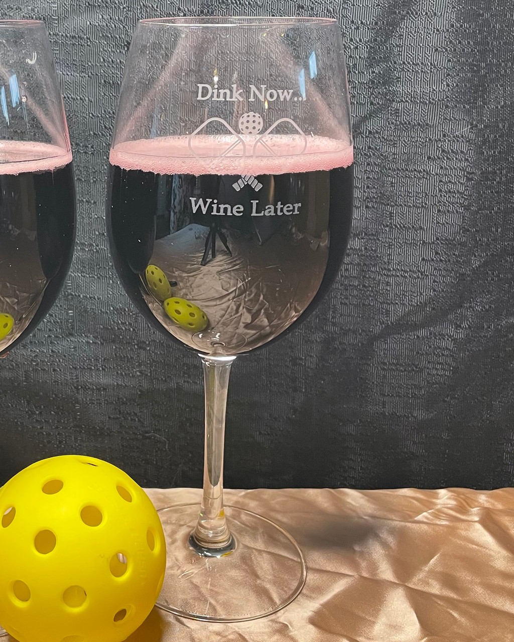 Dink Now Wine Later Pickleball Etched Glassware Set of 4 Choice of