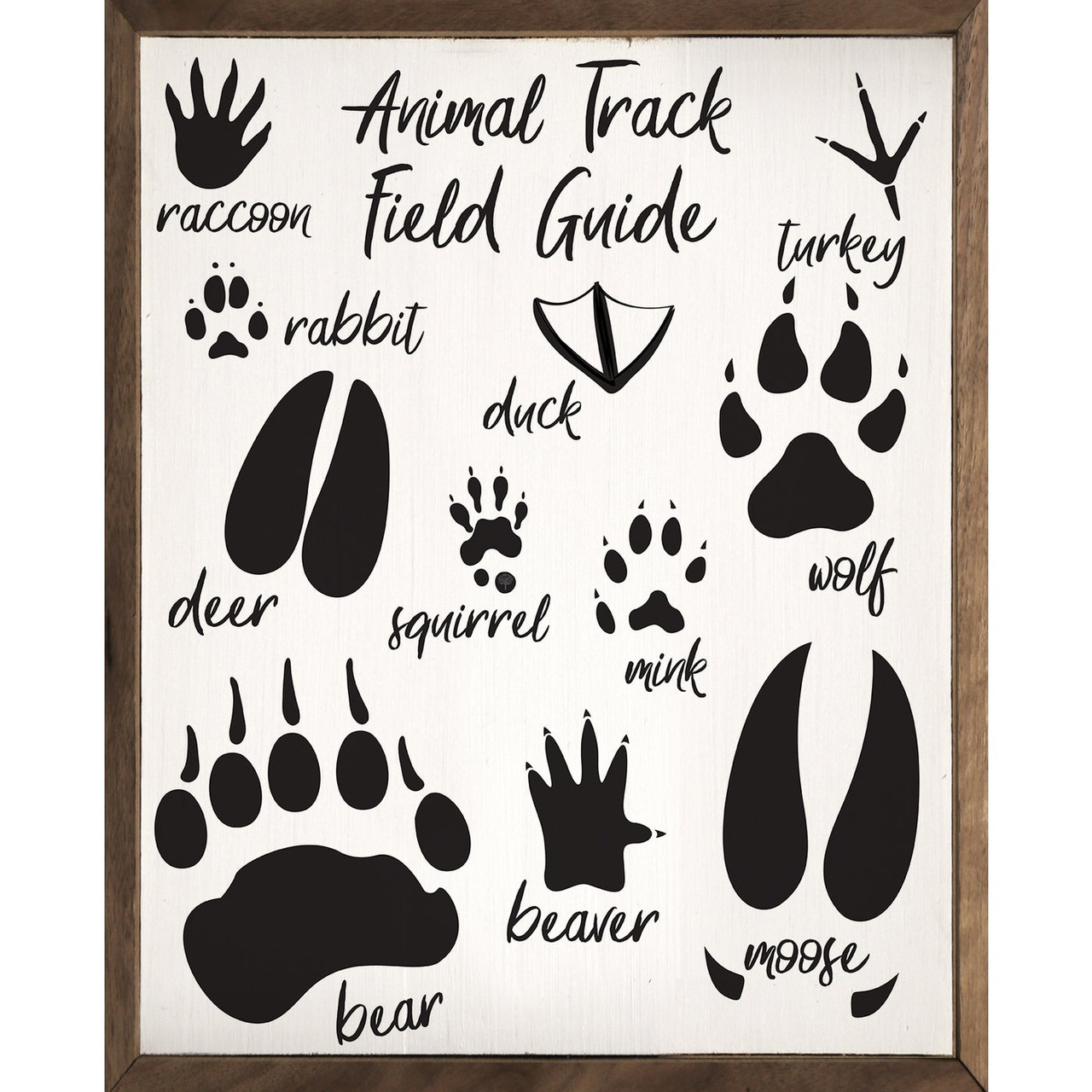 Animal Tracks Field Guide - Wood Framed Art - Multiple Sizes