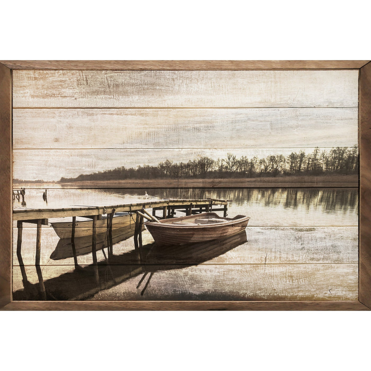 Fishing Boat At The Dock - Wood Framed Art - Multiple Sizes