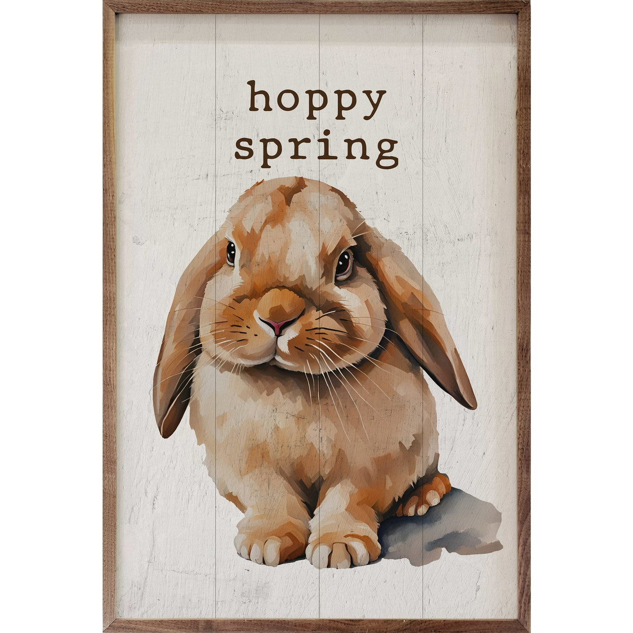 Hoppy Spring with Bunny Rabbit - Wood Framed Sign - Multiple Sizes 