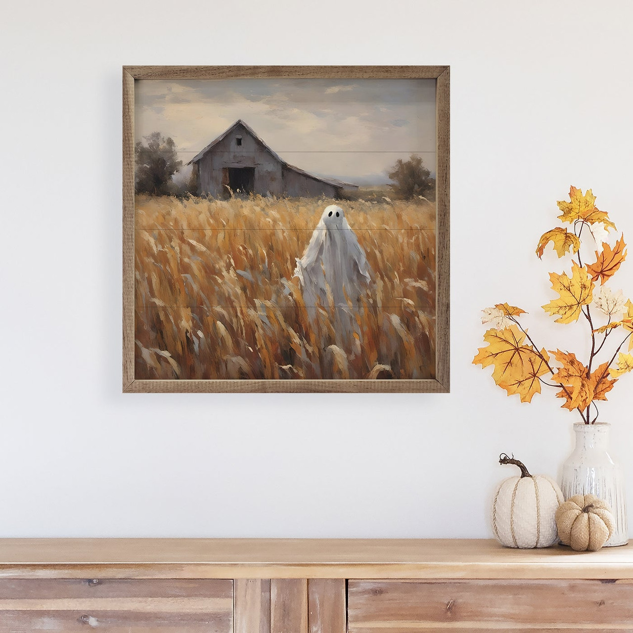 Ghost In Field - Creepy Halloween Art Wall Sign Decorations