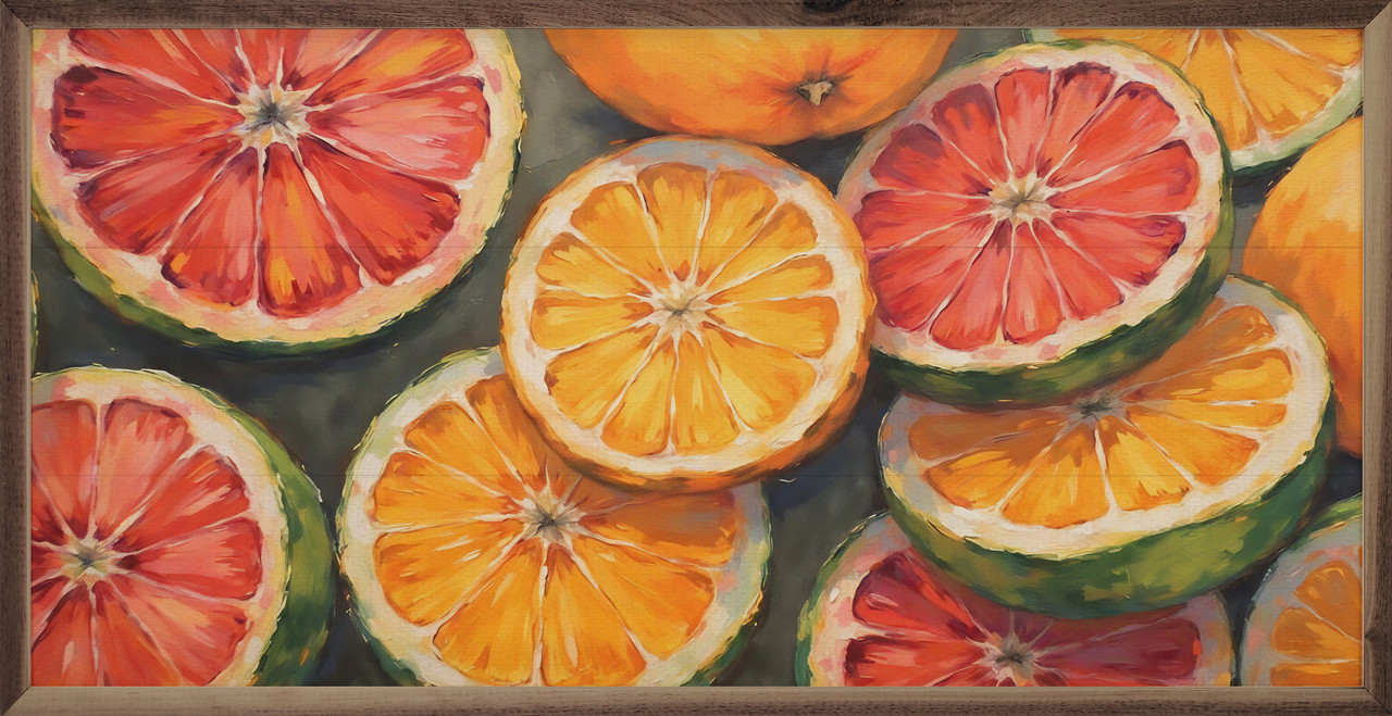 Summer Citrus Fruit - Wood Framed Art - Multiple Sizes - Country