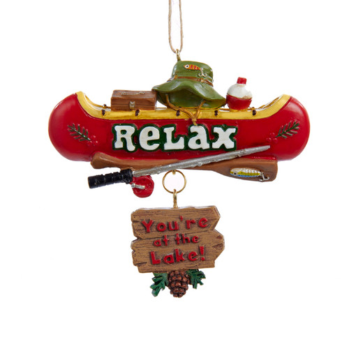 Relax You're At The Lake Canoe Sign Fishing Ornament