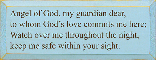 Spiritual Quote Wood Sign | Angel Of God My Guardian Dear | Inspirational Wall Decor | 18W x 7H