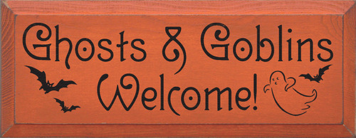 Ghosts & Goblins Welcome! With Bats And Ghost Wood Sign