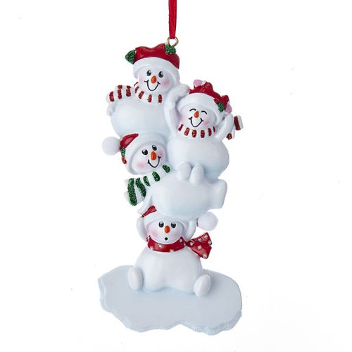 4.88"RESIN STACKED SNOWMAN OF 4 ORN