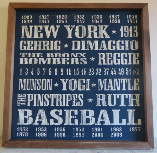 New York Yankees Baseball 18x18 inch Vintage Print Wood Sign