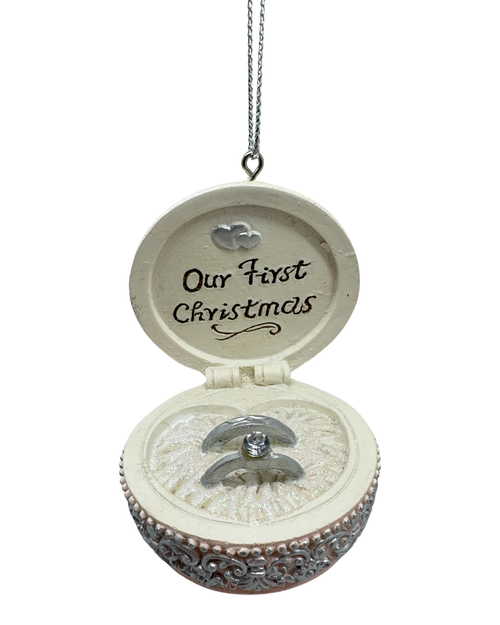 Our First Christmas Wedding Ring Box Ornament