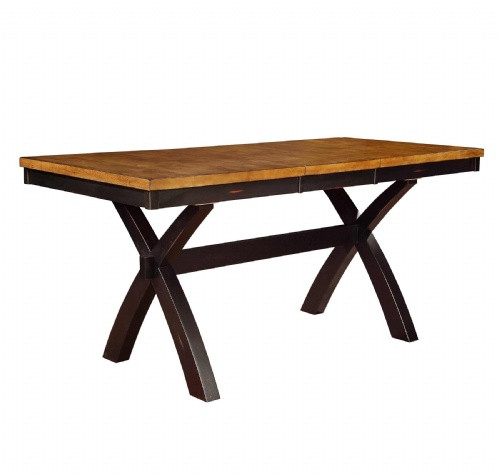 Chatham X Base Solid Wood Pub Table 36 x 60 With 18 Inch Self Storing Leaf 
Pecan & Black Finish