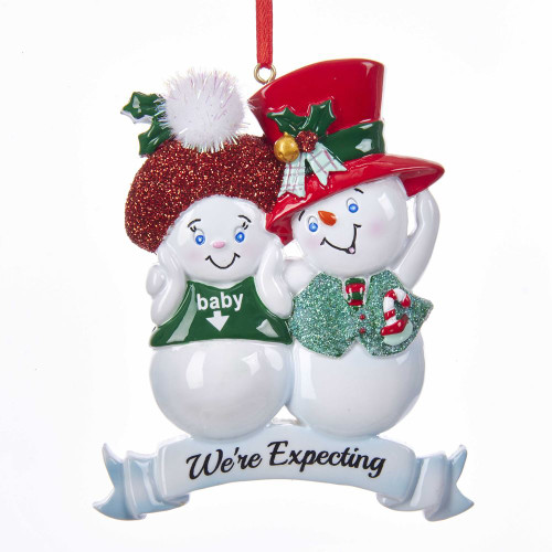 Snow Couple "We're Expecting" Ornament