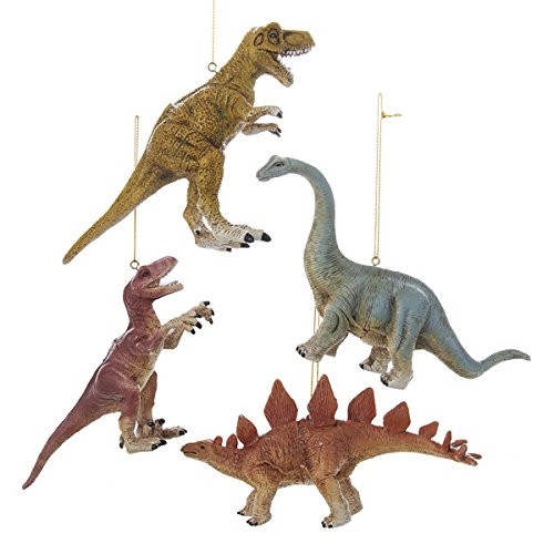 T-Rex, Velociraptor, Stegosaurus and Apatosaurus Brontosaurus Dinosaur Ornaments