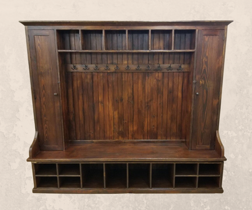 Mudroom Organizer 90W x 20D x82H Rustic Reclaimed Wood Entranceway Bench