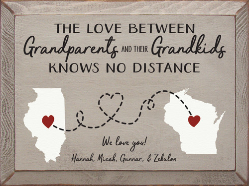 The Love Between Grandparents And Their Grandkids Knows No Distance Wood Sign