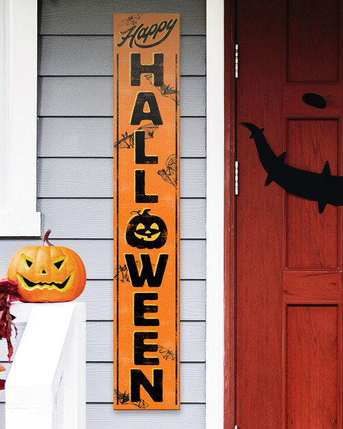 Outdoor Welcome Sign for Porch - Happy Halloween with Pumpkin