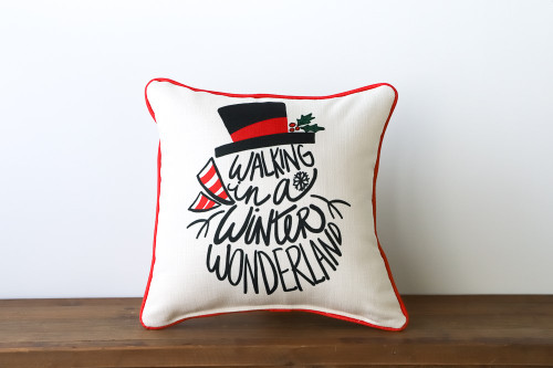 Walkin' In A Winter Wonderland Snowman Square Pillow