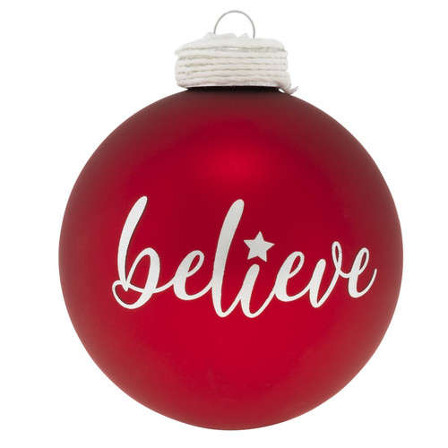 Believe Red Round Ornament