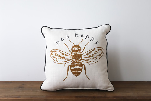 Bee Happy Square Pillow