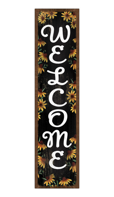 Welcome With Yellow Daisies - Outdoor Standing Lawn Sign 6x24