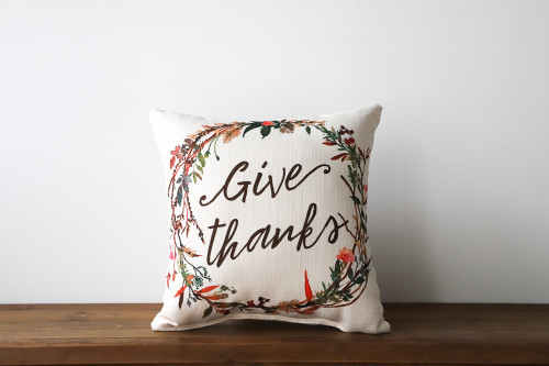 Give Thanks with Wild Wreath Square Pillow