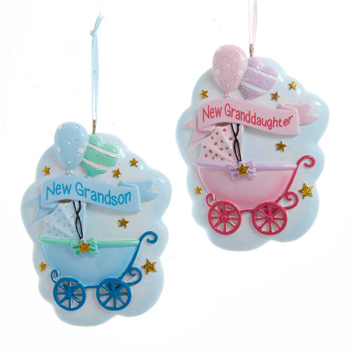 New Grandson or Granddaughter Baby Stroller Ornament 3.5in. Personalized