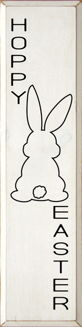WHITE - Hoppy Easter - Large Wood Sign 9x36