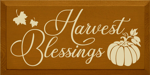 Harvest Blessings with Pumpkin - Wood Sign 9x18
