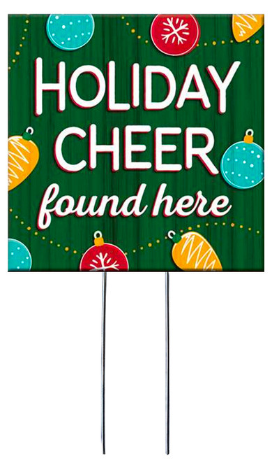 
Holiday Cheer Found Here - Square Outdoor Standing Lawn Sign 8x8
