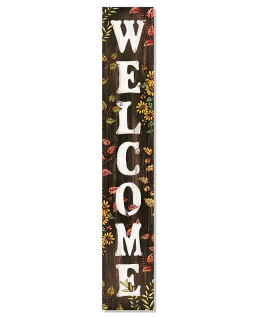 Welcome - Fall Birdhouse - Tall Outdoor Porch Sign 8x47 - Country