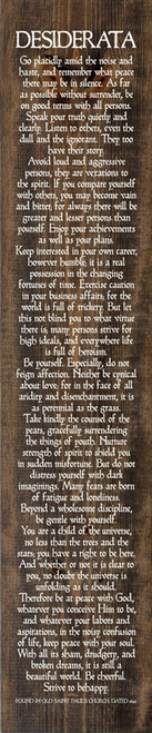 NATURAL WALNUT - Desiderata Poem - Large Tall Wooden Sign 10x46 inches