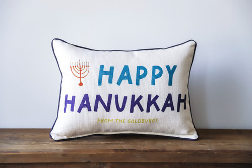 Happy Hanukkah From The (Personalized Family Name) Custom Rectangle Pillow