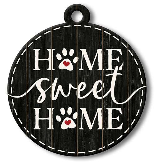Home Sweet Home With Pawprints - Large Wooden Door Ornament