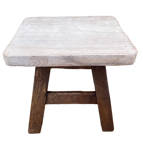 White Wash Classic Rustic Wood Step Stool or Foot Stool For Child or Adult - In Kitchen, Bath or Family Room