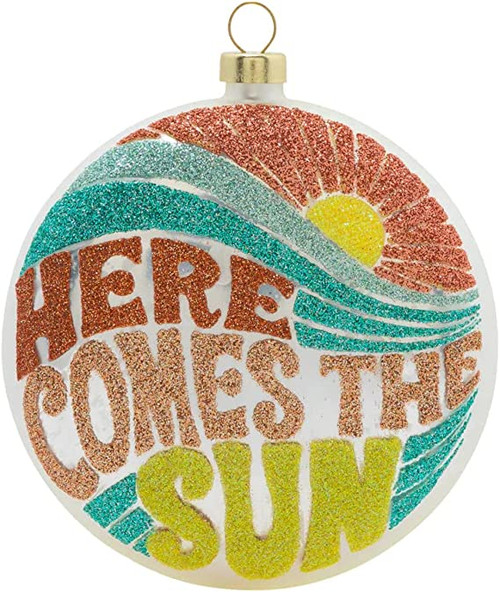 Glitter Here Comes The Sun Beatles Groovy glittered Ornament