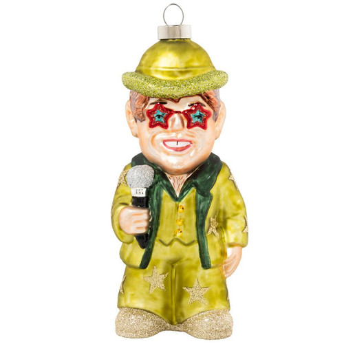 Elton John Glittered Glass Ornament