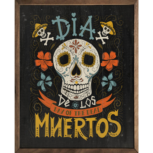 Dia De Los Muertos - Day Of The Dead - Wood Framed Sign