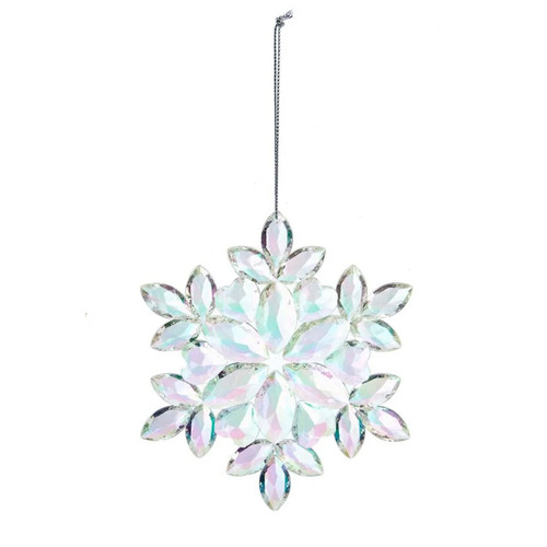 Clear Iridescent Snowflake Acrylic Ornament - 5in.