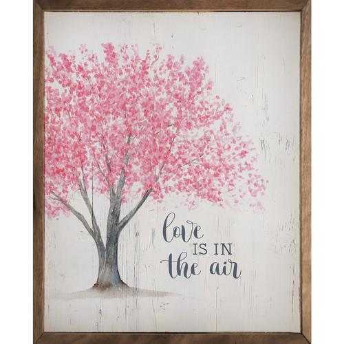 Love Is In The Air with Pink Tree - Wood Framed Sign