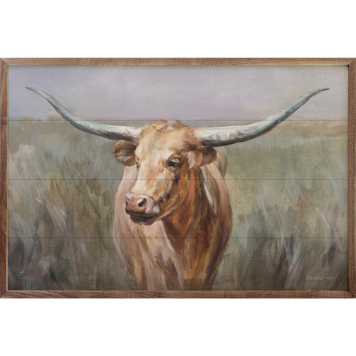 Big Sky Longhorn By Danhui Nai - Wood Framed Art - Multiple Sizes