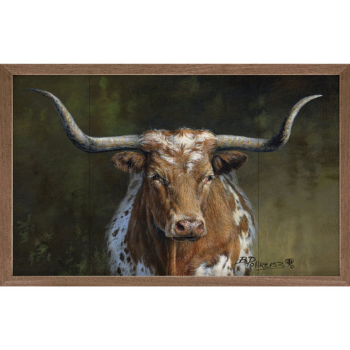 Longhorn By Brenda Pollreisz - Wood Framed Art - Multiple Sizes