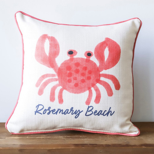 Custom Beach Location with Red Crab Square Pillow