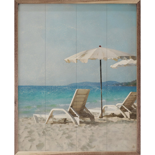 Chairs On The Beach - Wood Framed Art - Multiple Sizes