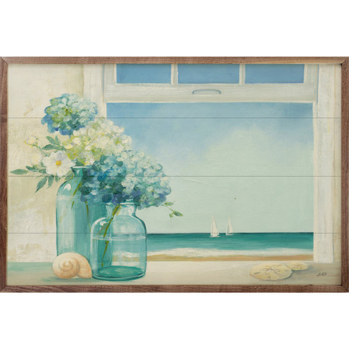 Hydrangeas By The Seaside - Wood Framed Art - Multiple Sizes