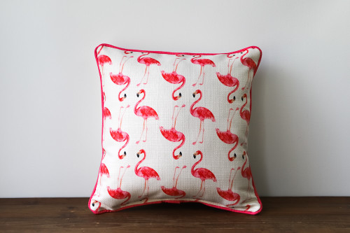Pink Flamingo Pattern Colorful Fun Throw Pillow