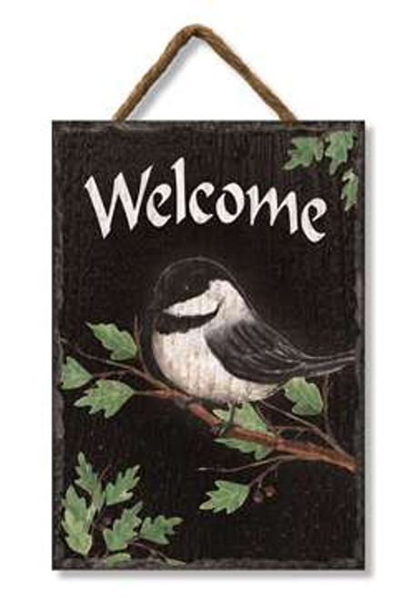 Chickadee Welcome - Outdoor Hanging Sign 8x11in.