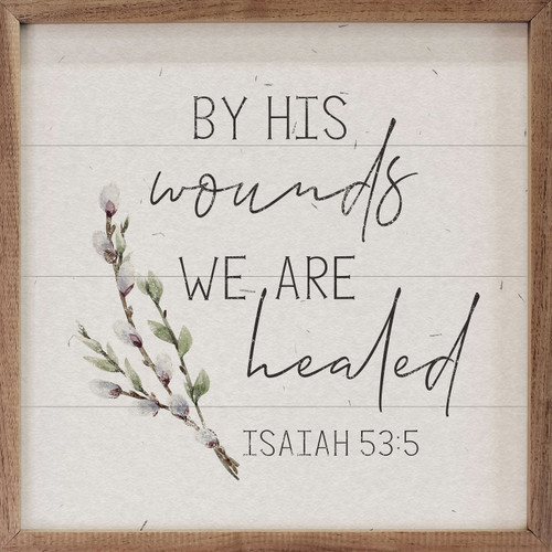 By His Wounds We Are Healed - Isaiah 53:5 with pussywillow artwork