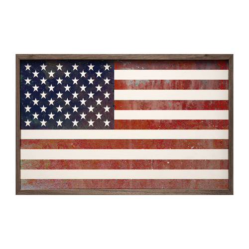 United States of America Flag in rustic style on Wood Framed Wall Sign