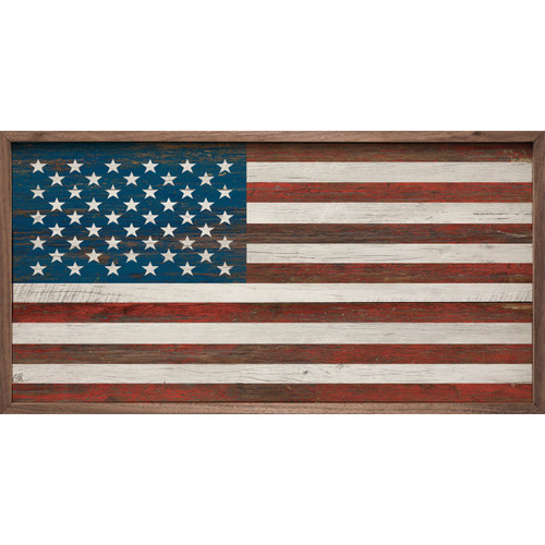 United States of America Flag in rustic style on Wood Framed Wall Sign