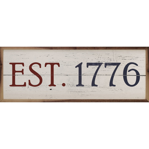 Established 1776. red and blue on Wood Framed Sign