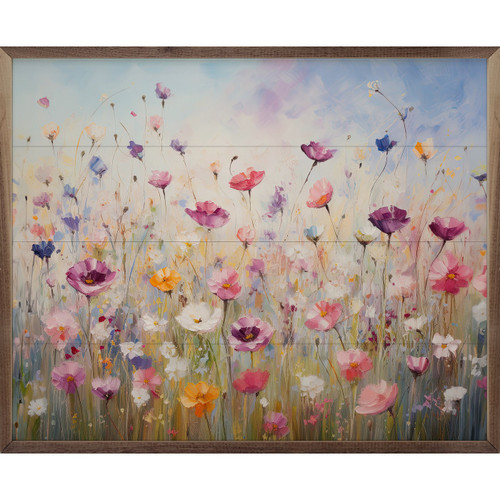Whimsical Wildflowers By Gina Kelly Wood Framed Art Decor